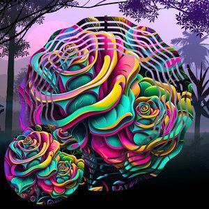 Beautiful 10" Strange Roses Wind Spinner Windspinner w/ 2 Matching Coasters